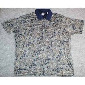 Kilburne & Finch Men's Blue and Burgundy Paisley Print Polo Golf Shirt 4XL EUC